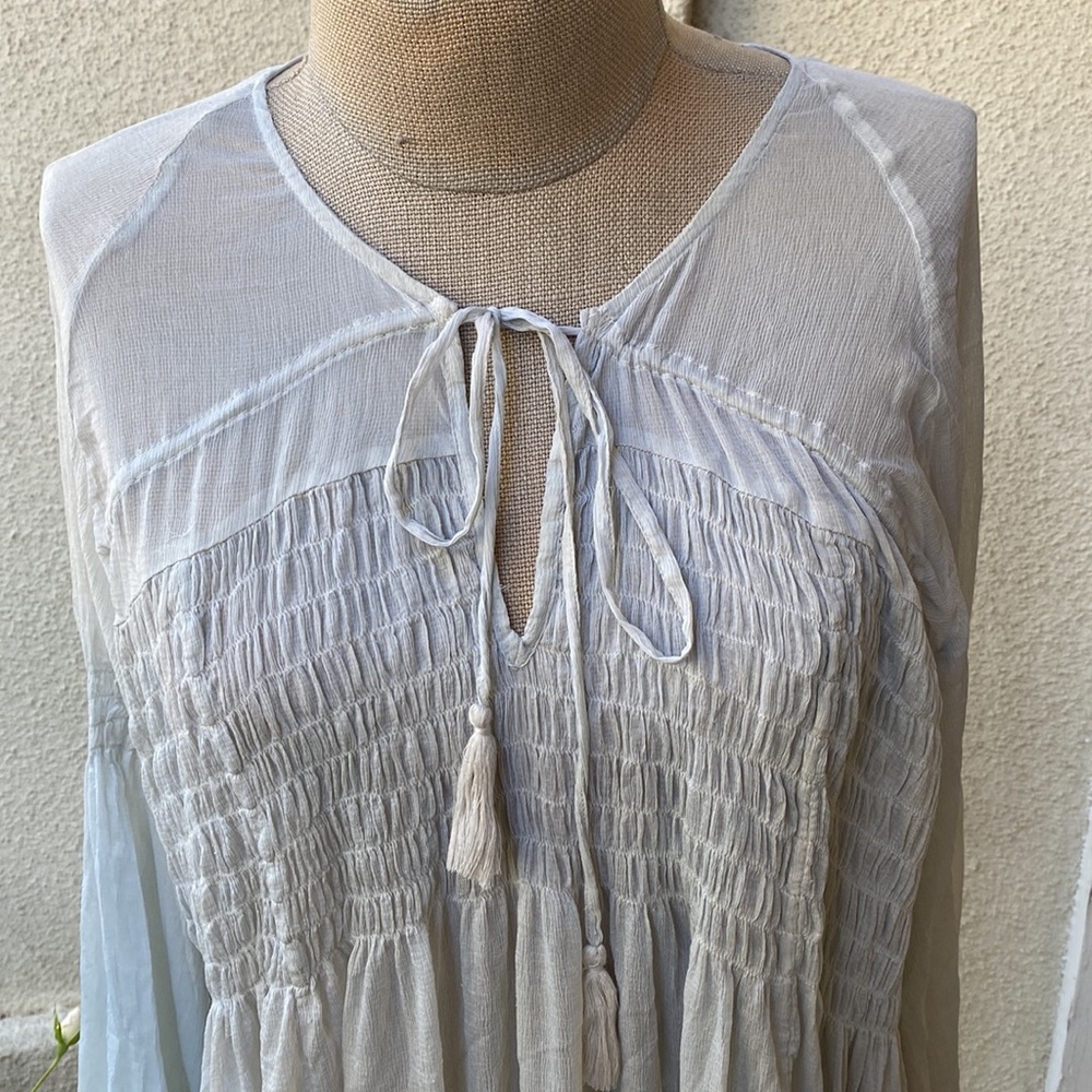 Free People stunning sheer light greyish mini dress. Absolutely Beautiful! - Picture 4 of 12